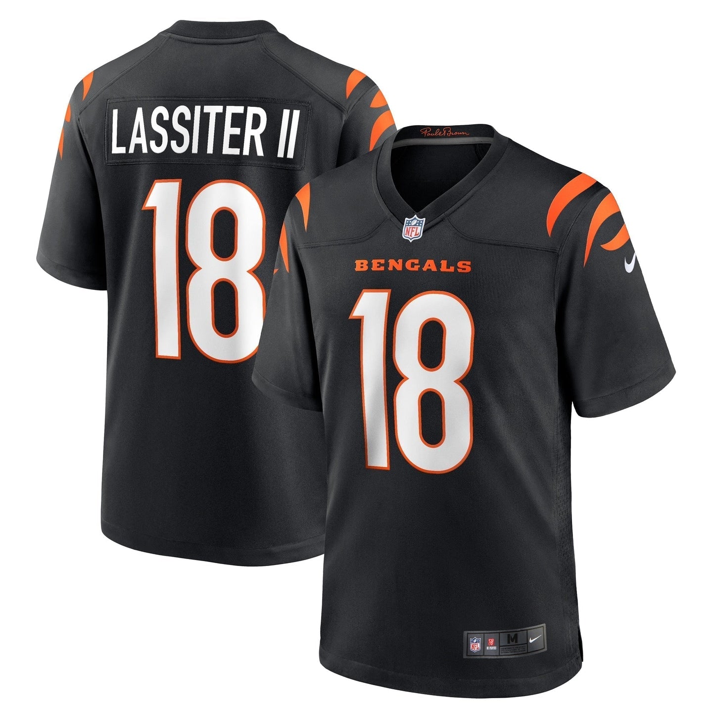 Kwamie Lassiter II Cincinnati Bengals Game Jersey - Black football jersey product view 1
