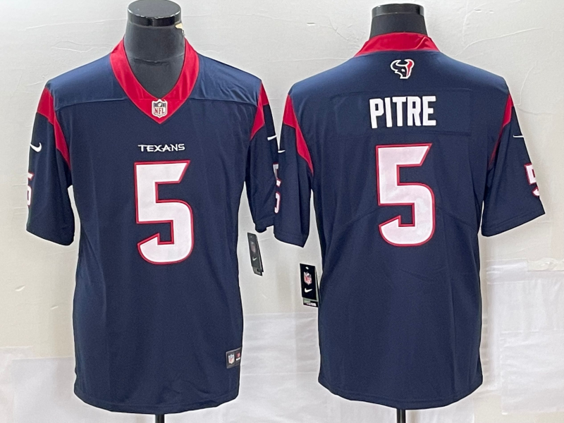 Men's Houston Texans Jalen Pitre Navy Game Player Jersey football jersey product view 1