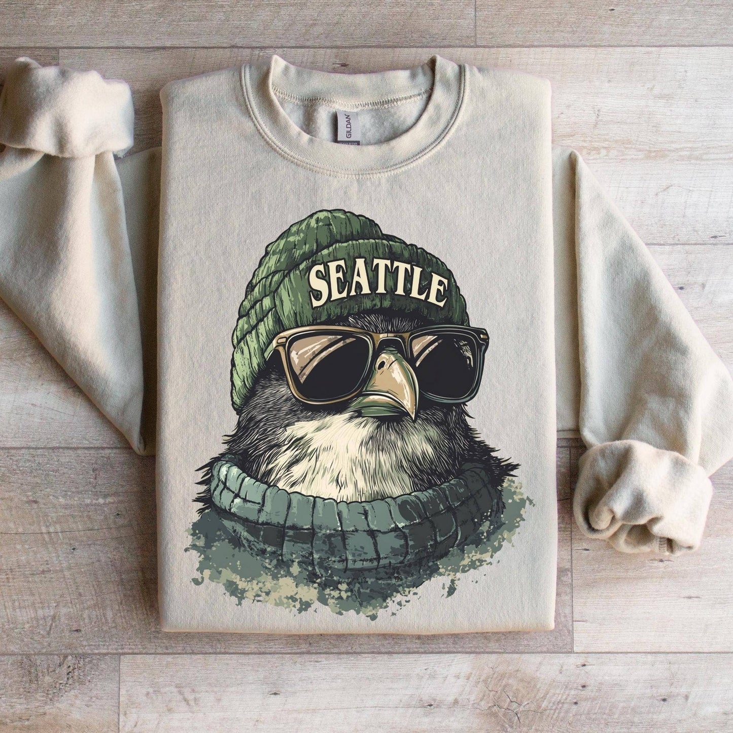 Seattle Football Mascot Vintage Crewneck Sweatshirt Unisex T-shirt, Sweatshirt, Hoodie, Long Sleeve Tee - T-Shirt, Sweatshirt, Hoodie