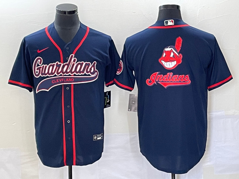 Men's Cleveland Guardians Navy Alternate Official Replica Jersey baseball jersey product view 1