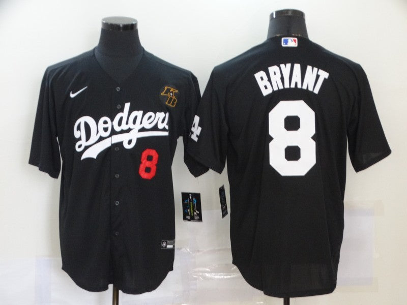 Men's Los Angeles Dodgers Kobe Bryant #8 Black Replica Baseball Jersey1 baseball jersey product view 1