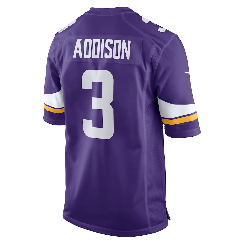 M.Vikings #3 Jordan Addison Purple Game Jersey basketball jersey product view 1