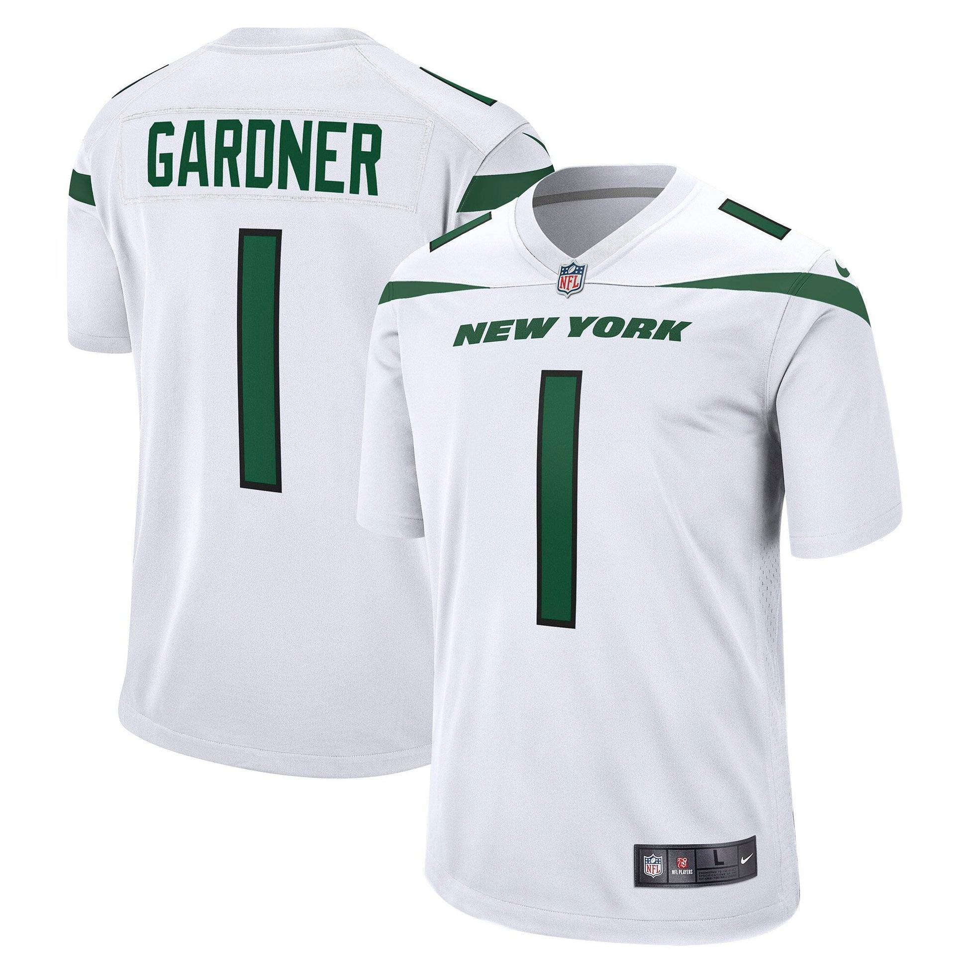 Ahmad Sauce Gardner New York Jets Game Jersey - White football jersey product view 1