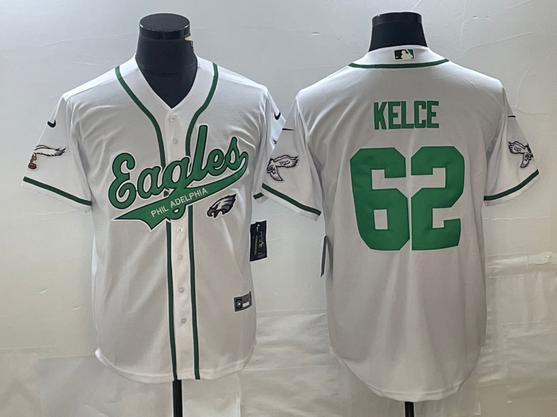 Men's Philadelphia Eagles Jason Kelce #62 White Game Jersey1 Joint Edition football jersey product view 1