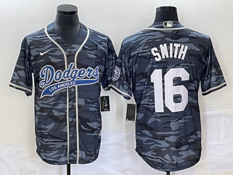 Men's Los Angeles Dodgers Will Smith Grey Camouflage Player Jersey Joint Edition baseball jersey product view 1
