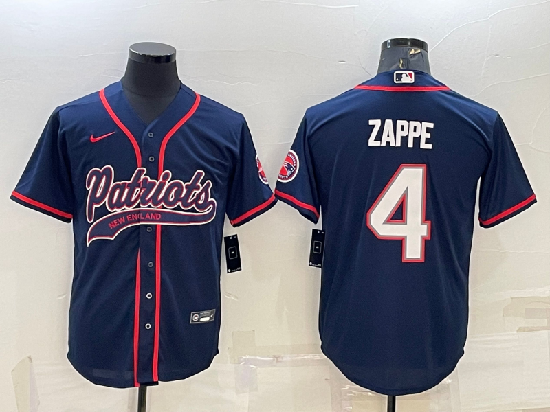 Men's New England Patriots Bailey Zappe Navy Game Jersey Joint Edition football jersey product view 1