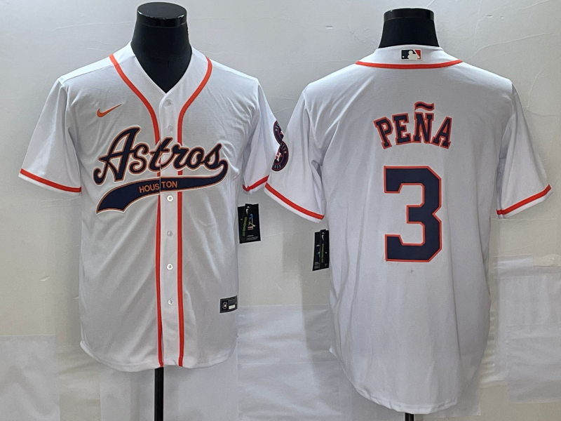 Men's Houston Astros Jeremy Pena White Replica Jersey Joint Edition baseball jersey product view 1