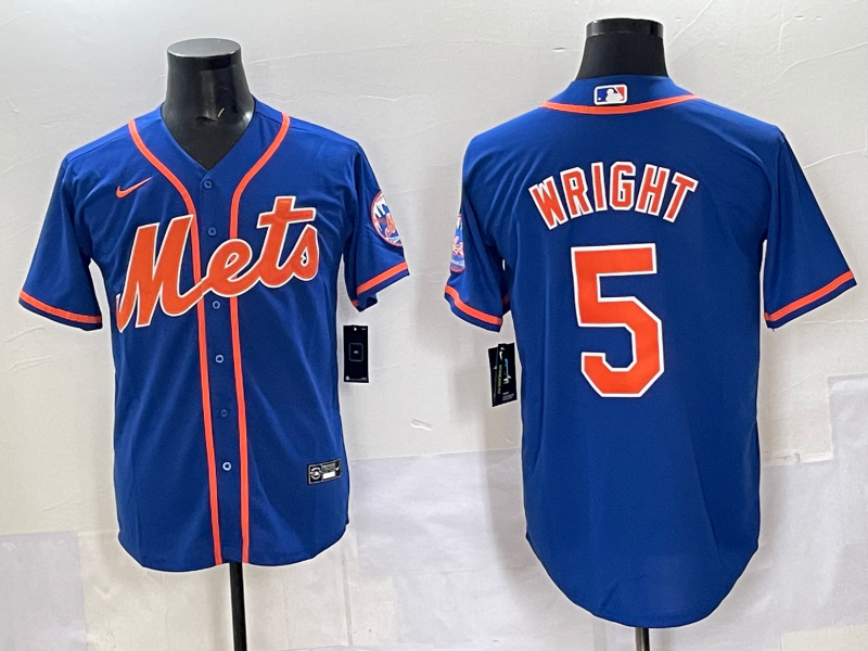 Men's New York Mets David Wright Royal Replica Player Jersey baseball jersey product view 1