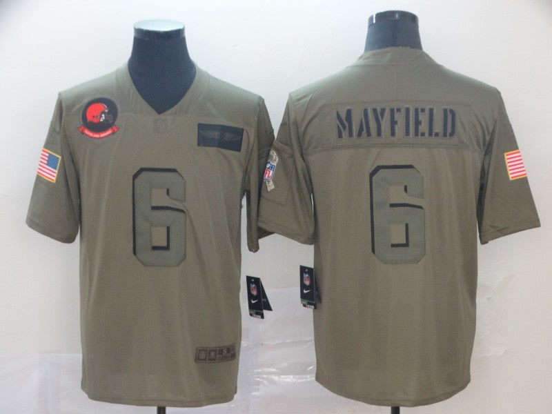 Men's Cleveland Browns Baker Mayfield Olive Limited Jersey1 football jersey product view 1