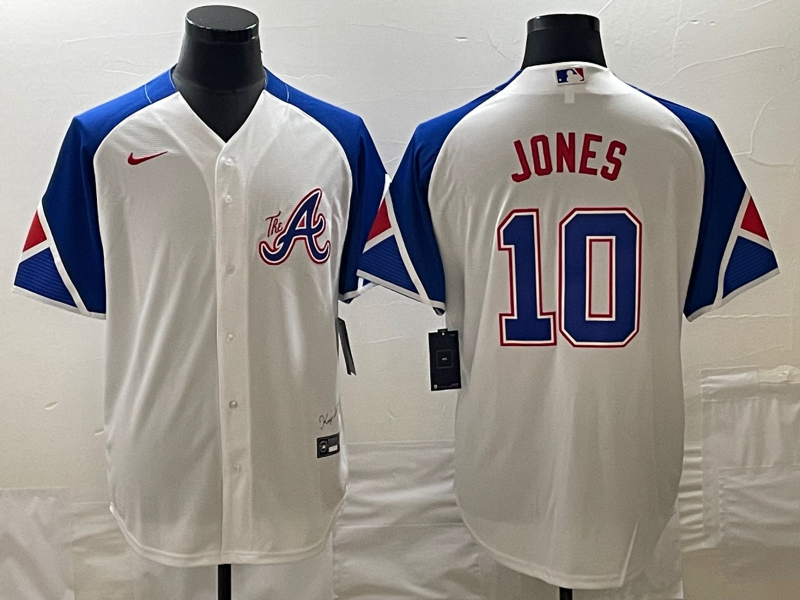 Men's Atlanta Braves Chipper Jones #10 White 2023 City Connect Replica Jersey baseball jersey product view 1