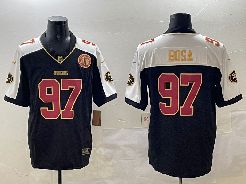 Men's San Francisco 49ers Nick Bosa Black Team Player Game Jersey football jersey product view 1