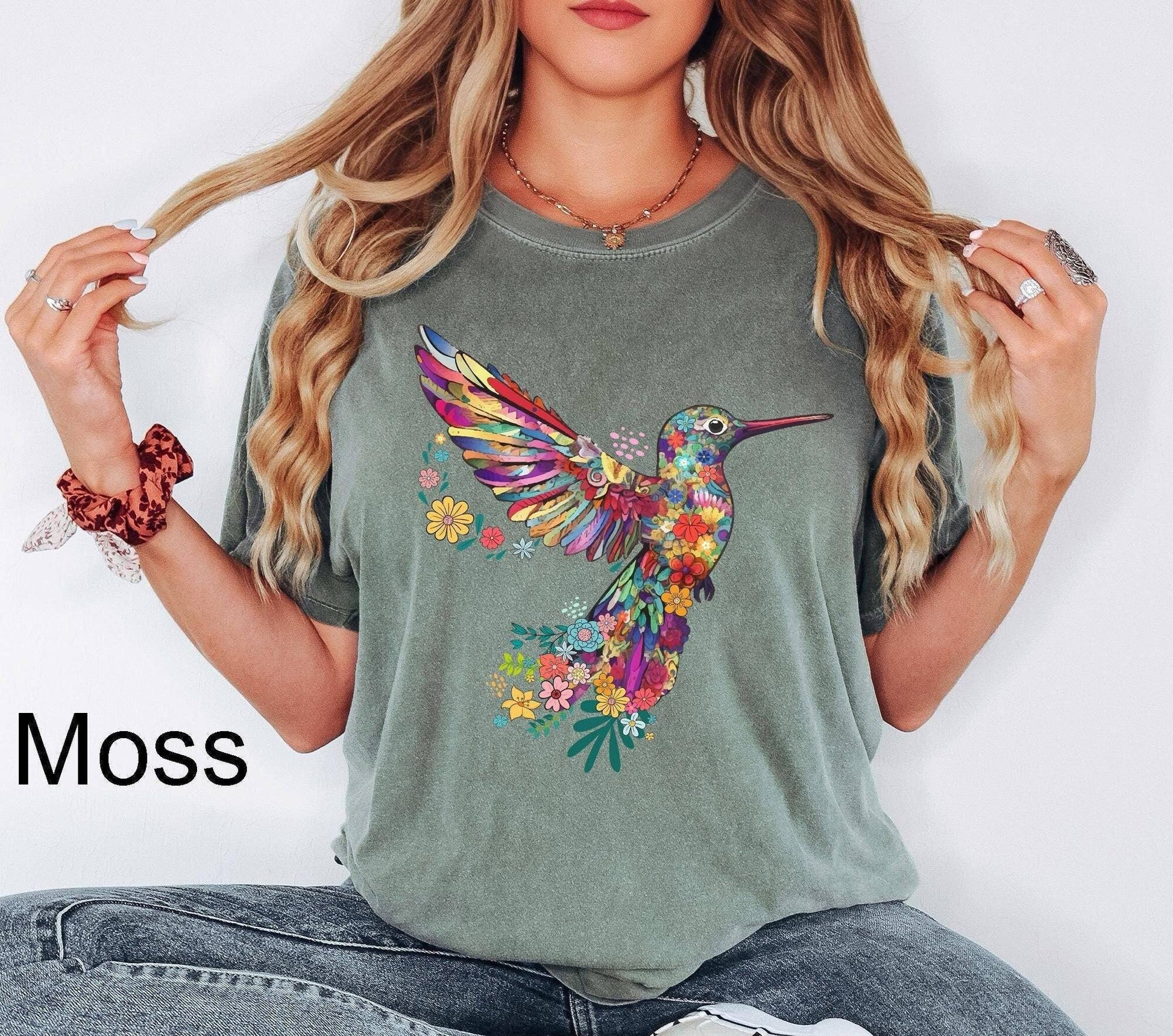 Floral Hummingbird Tee,Trendy Animal Lover Gift Unisex T-shirt, Sweatshirt, Hoodie, Long Sleeve Tee - T-Shirt, Sweatshirt, Hoodie