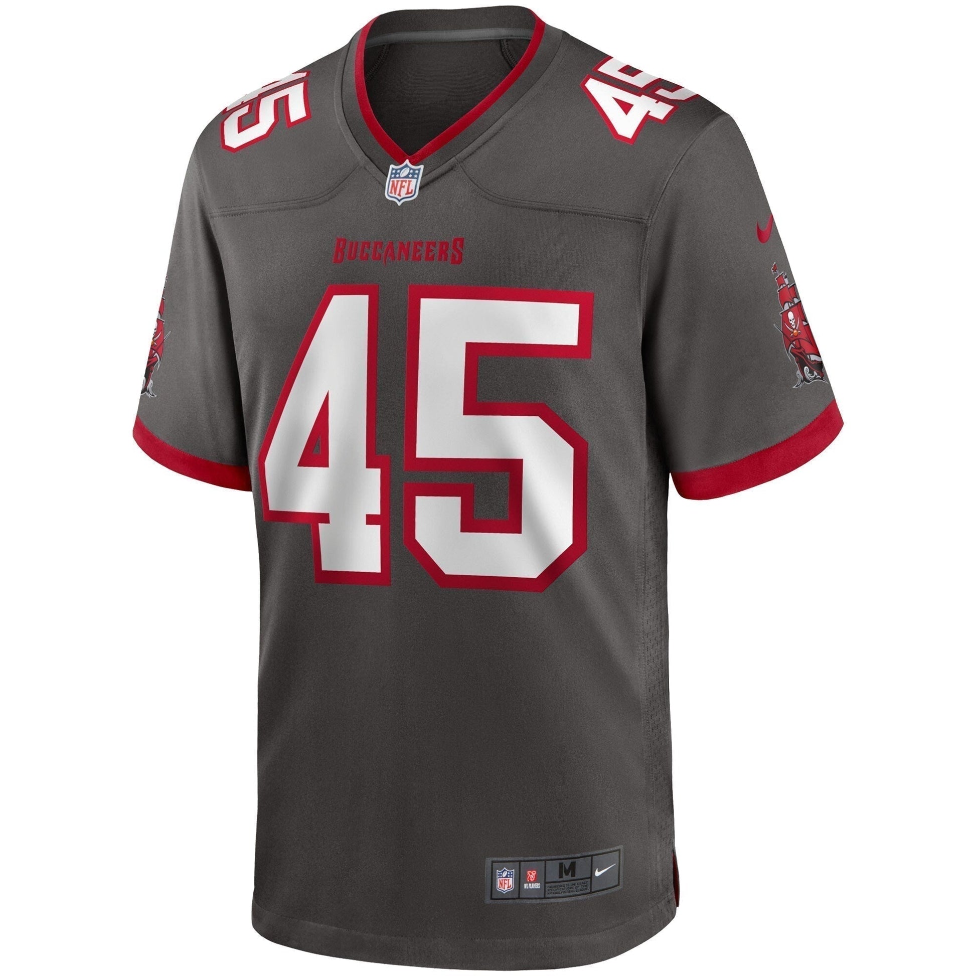 Devin White Tampa Bay Buccaneers Game Jersey - Pewter football jersey product view 2