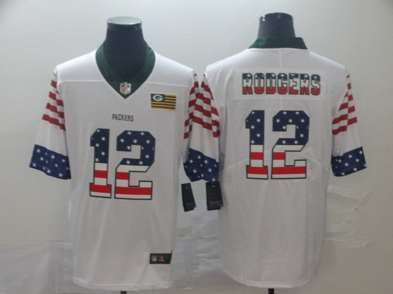 Men's Green Bay Packers Aaron Rodgers #12 White Player Game Jersey1 football jersey product view 1