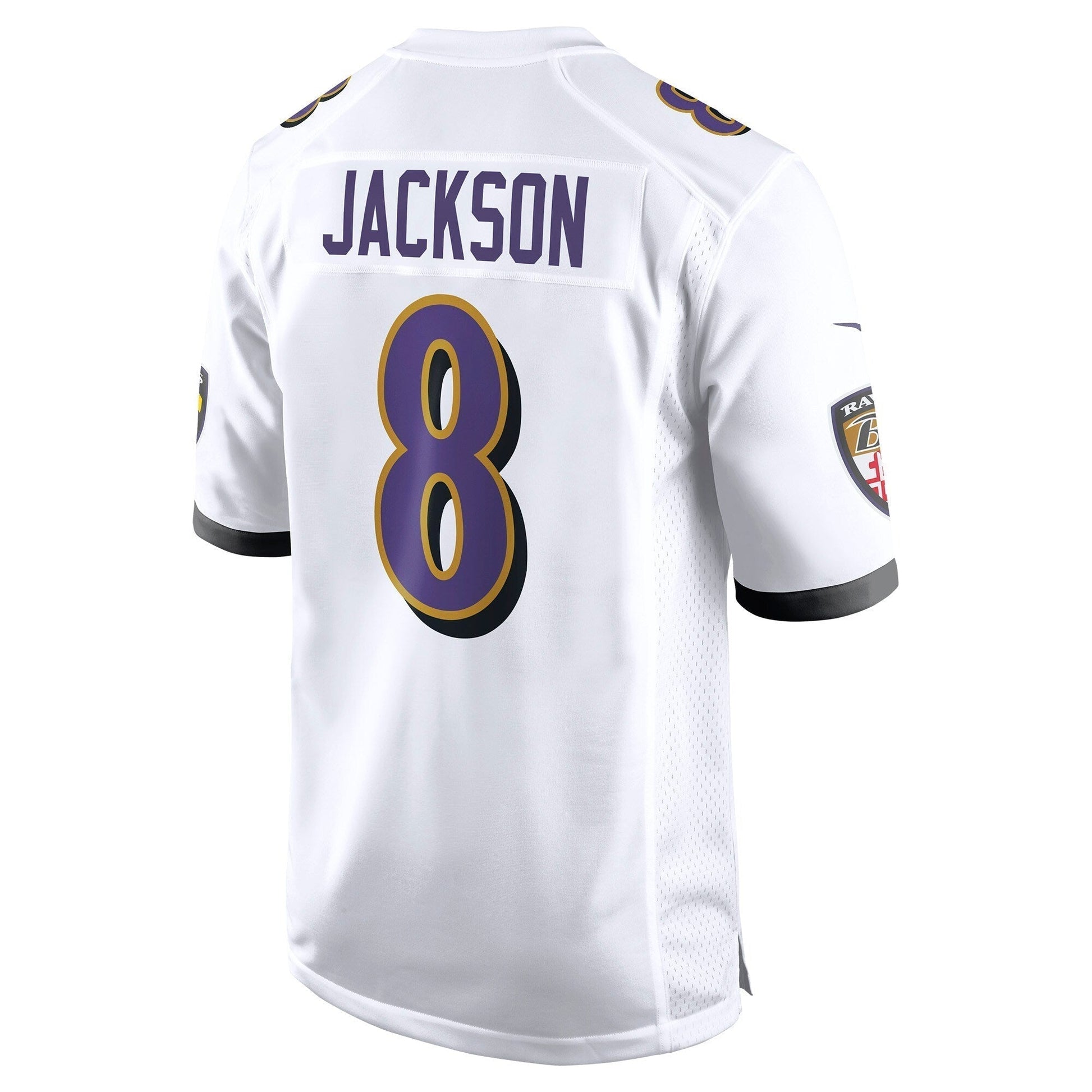 Lamar Jackson Baltimore Ravens Game Jersey - White football jersey product view 3
