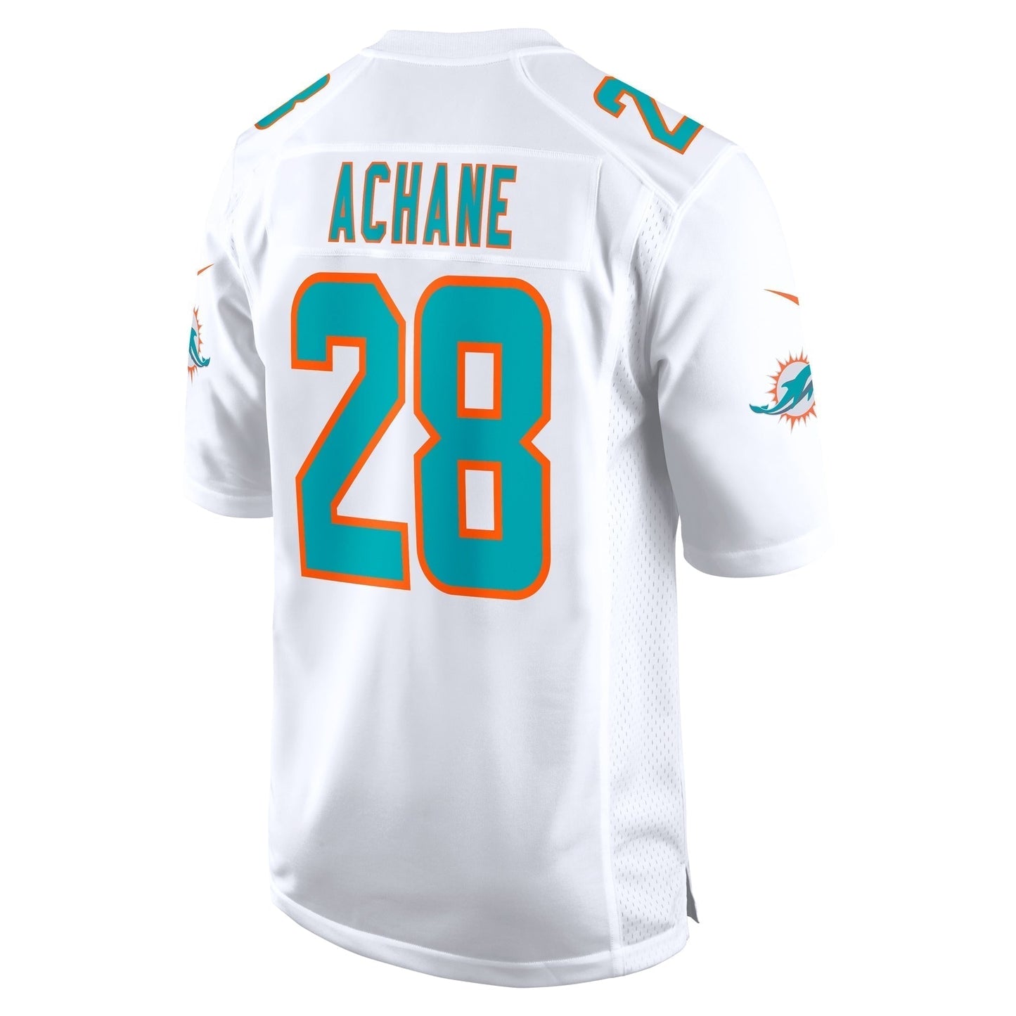 Devon Achane Miami Dolphins Game Jersey - White football jersey product view 3