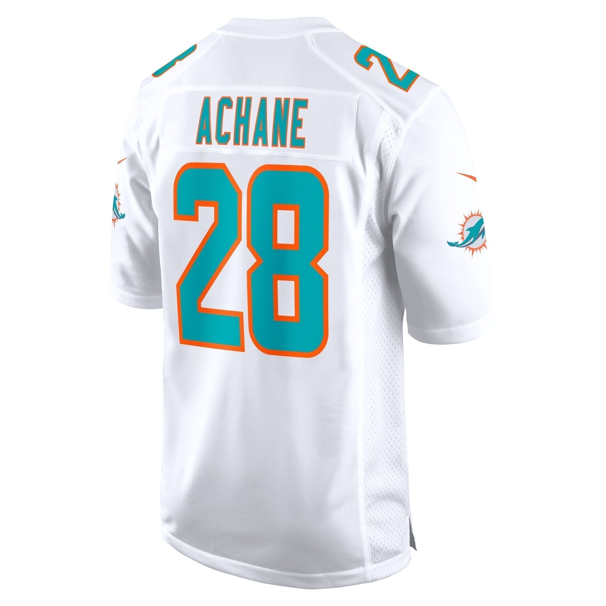 Devon Achane Miami Dolphins Game Jersey - White football jersey product view 3