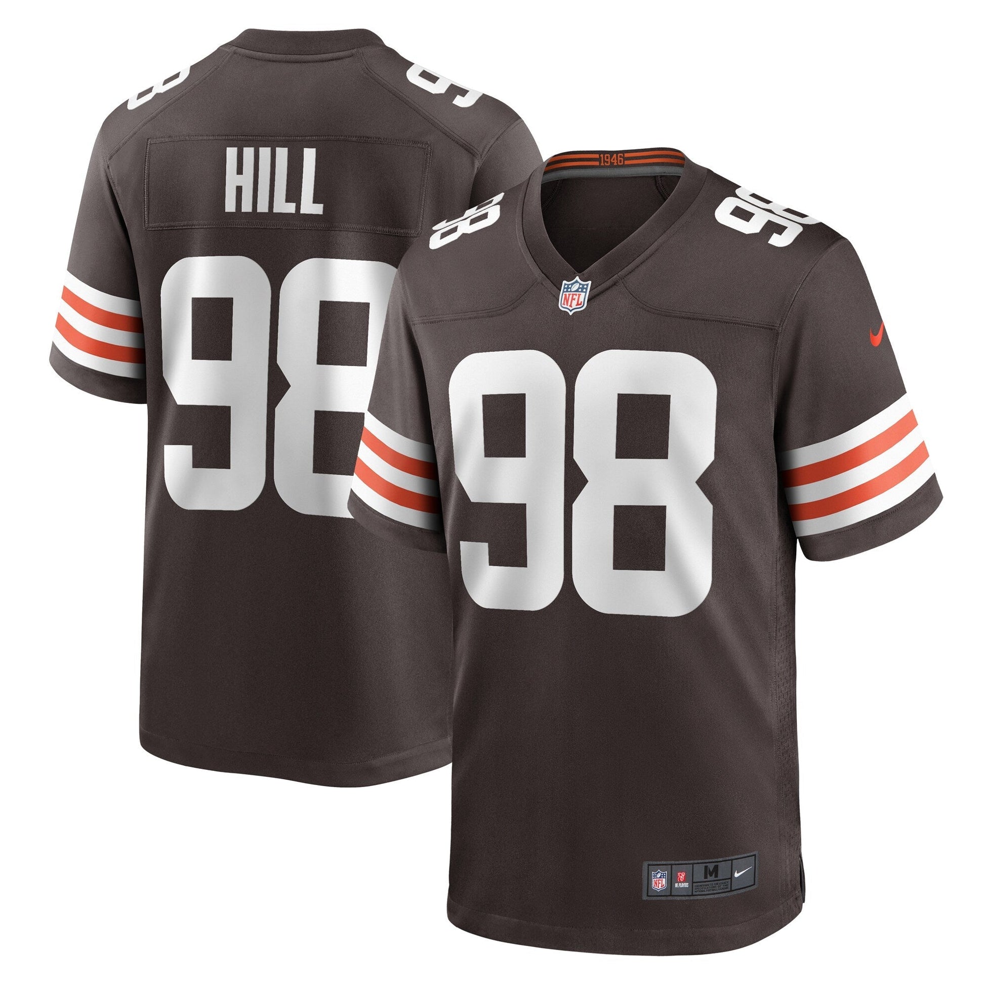 Trysten Hill Cleveland Browns Game Jersey - Brown football jersey product view 1