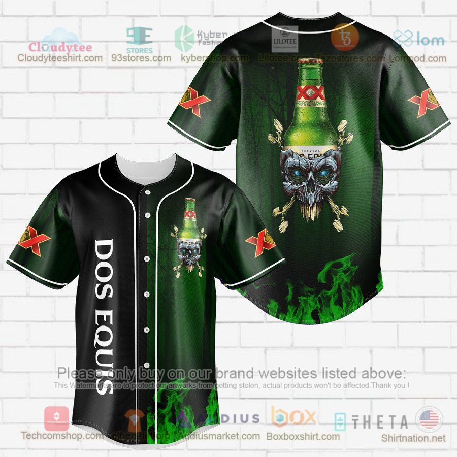 HOT Dos Equis skull head Baseball Jersey Shirt Unisex T-shirt, Sweatshirt, Hoodie, Long Sleeve Tee - T-Shirt, Sweatshirt, Hoodie
