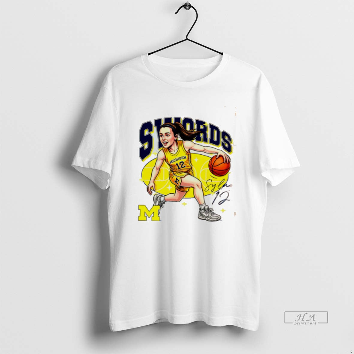Official Syla Swords Michigan Basketball Signature Caricature T-Shirts, Hoodie, Sweatshirt - T-Shirt, Sweatshirt, Hoodie