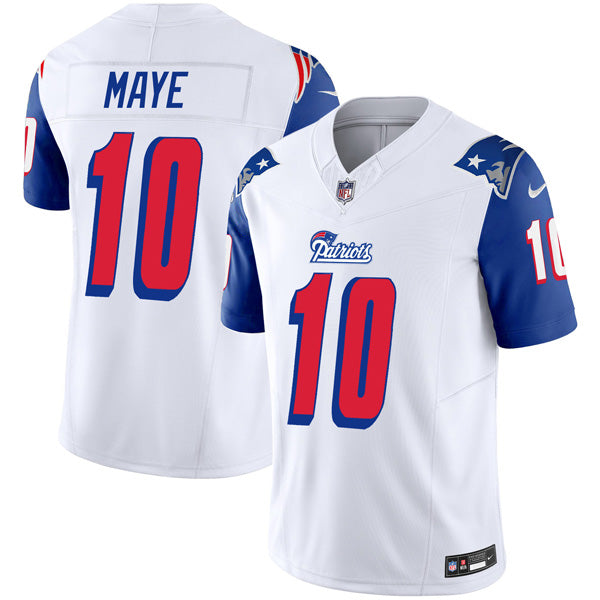 Drake Maye New England Patriots 1996 Throwback Stitched Jersey White football jersey product view 1