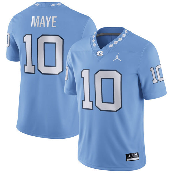 Drake Maye UNC College Football Game Jersey Carolina Blue football jersey product view 1