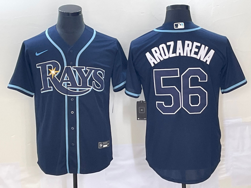 Men's Tampa Bay Rays Randy Arozarena #56 Navy Replica Player Jersey baseball jersey product view 1