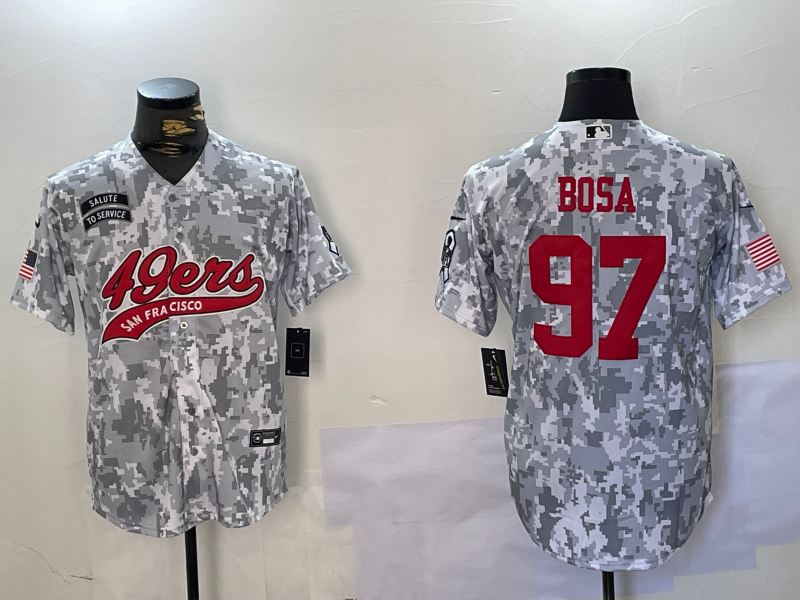 Men's San Francisco 49ers Nick Bosa Arctic Camo Salute to Service Limited Jersey football jersey product view 1