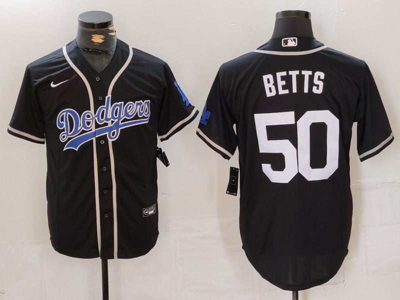 Men's Los Angeles Dodgers Mookie Betts #50 Black Replica Team Jersey baseball jersey product view 1
