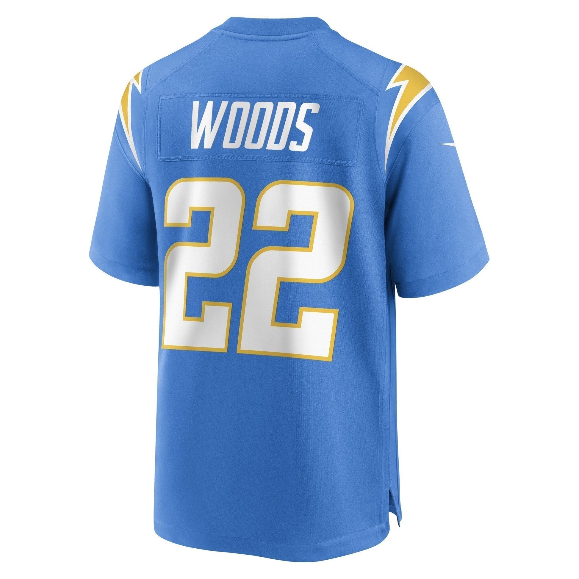 JT Woods Los Angeles Chargers Game Jersey - Powder Blue football jersey product view 3