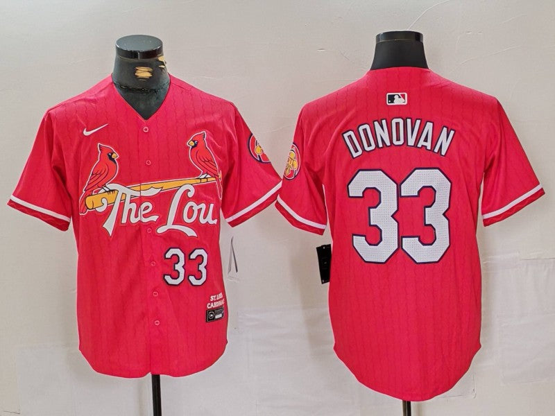 Men's St. Louis Cardinals Brendan Donovan #33 Red 2024 City Connect Limited Player Jersey baseball jersey product view 1