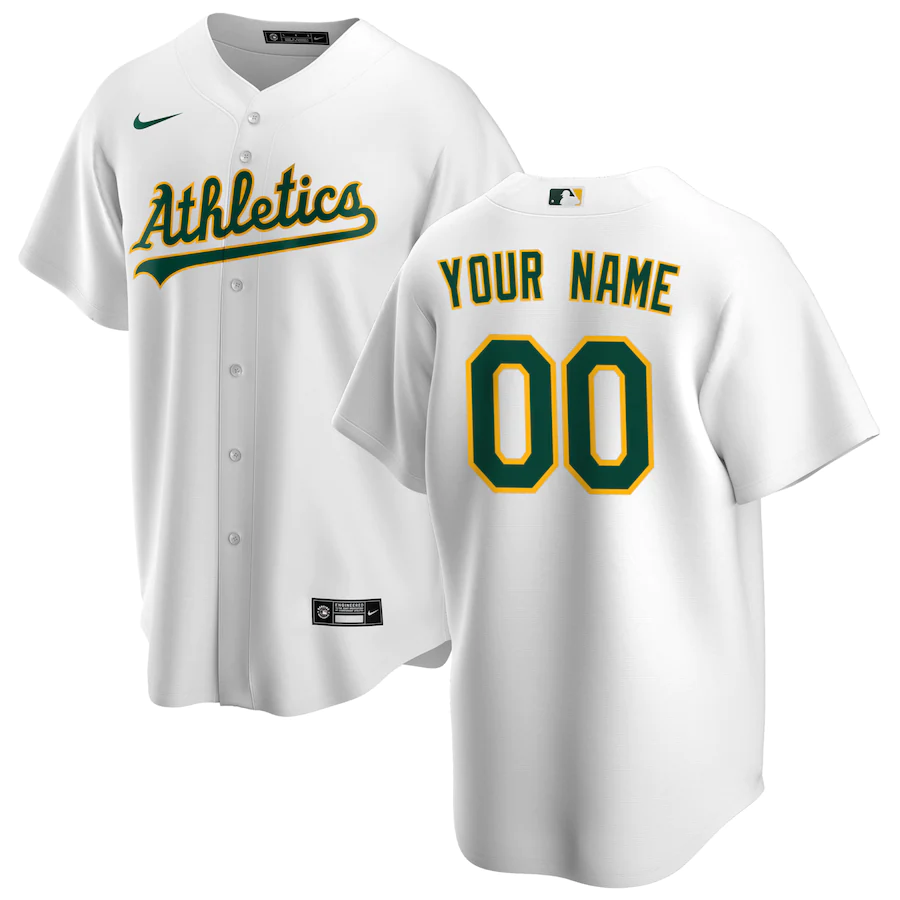 Men's Oakland Athletics White Home Replica Custom Jersey baseball jersey product view 1