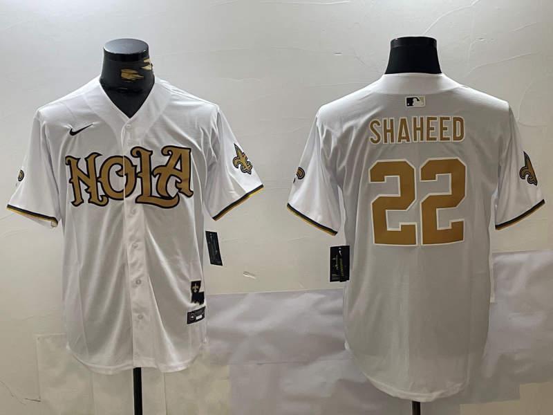 Men's New Orleans Saints Rashid Shaheed #22 White Player Jersey1 football jersey product view 1