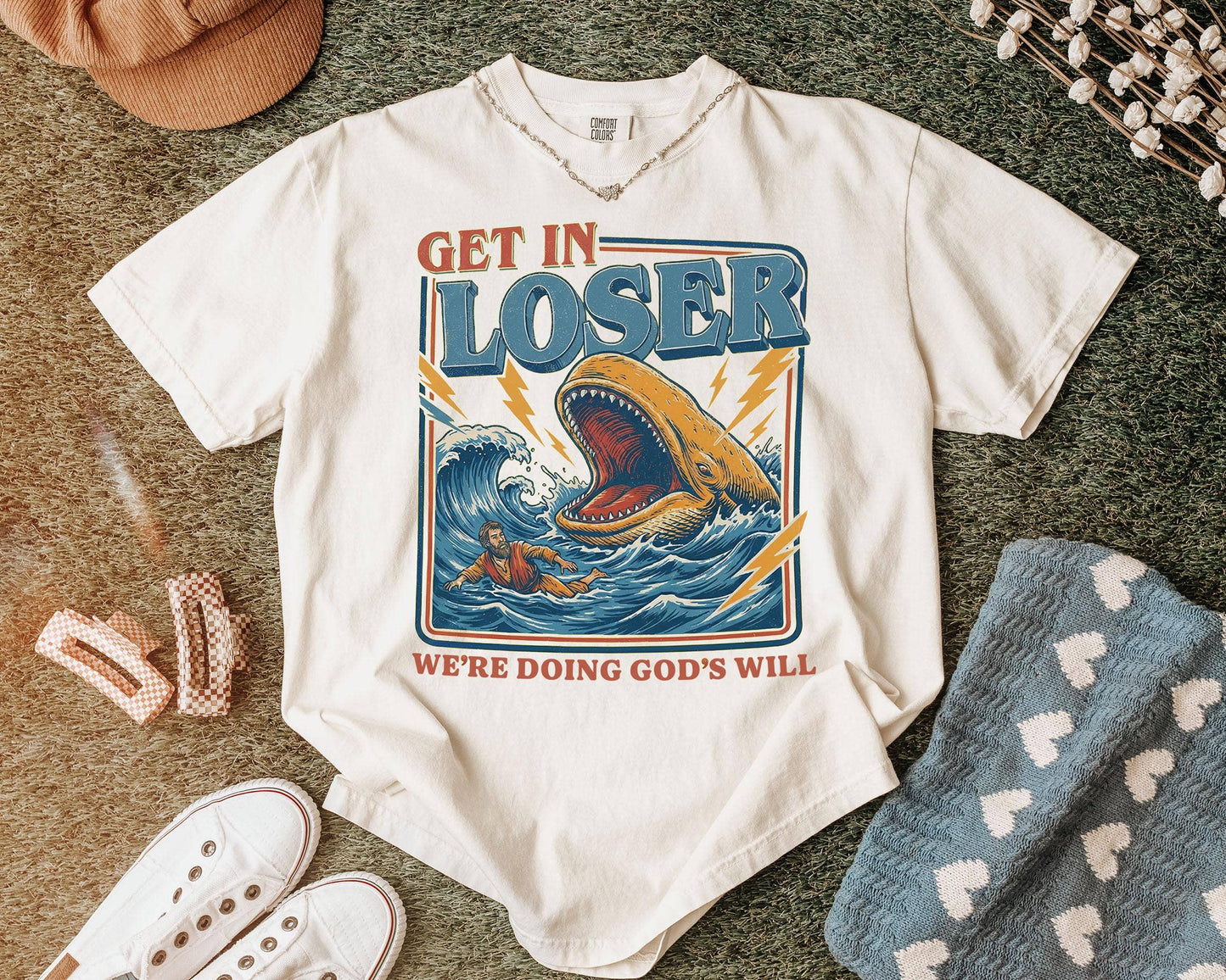 Retro Jonah and the Whale Christian Humor Tee Unisex T-shirt, Sweatshirt, Hoodie, Long Sleeve Tee - T-Shirt, Sweatshirt, Hoodie
