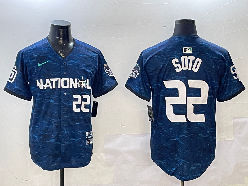 Men's National League Juan Soto Navy 2023 MLB All-Star Game Limited Player Jersey baseball jersey product view 1