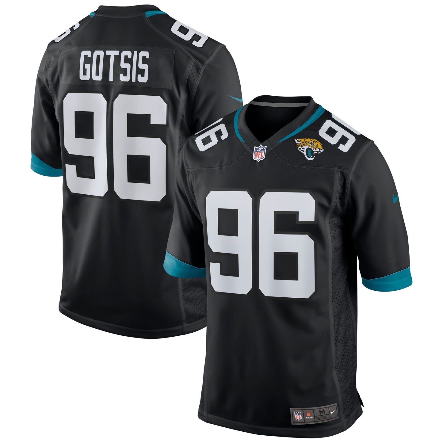 Adam Gotsis Jacksonville Jaguars Game Jersey - Black football jersey product view 1