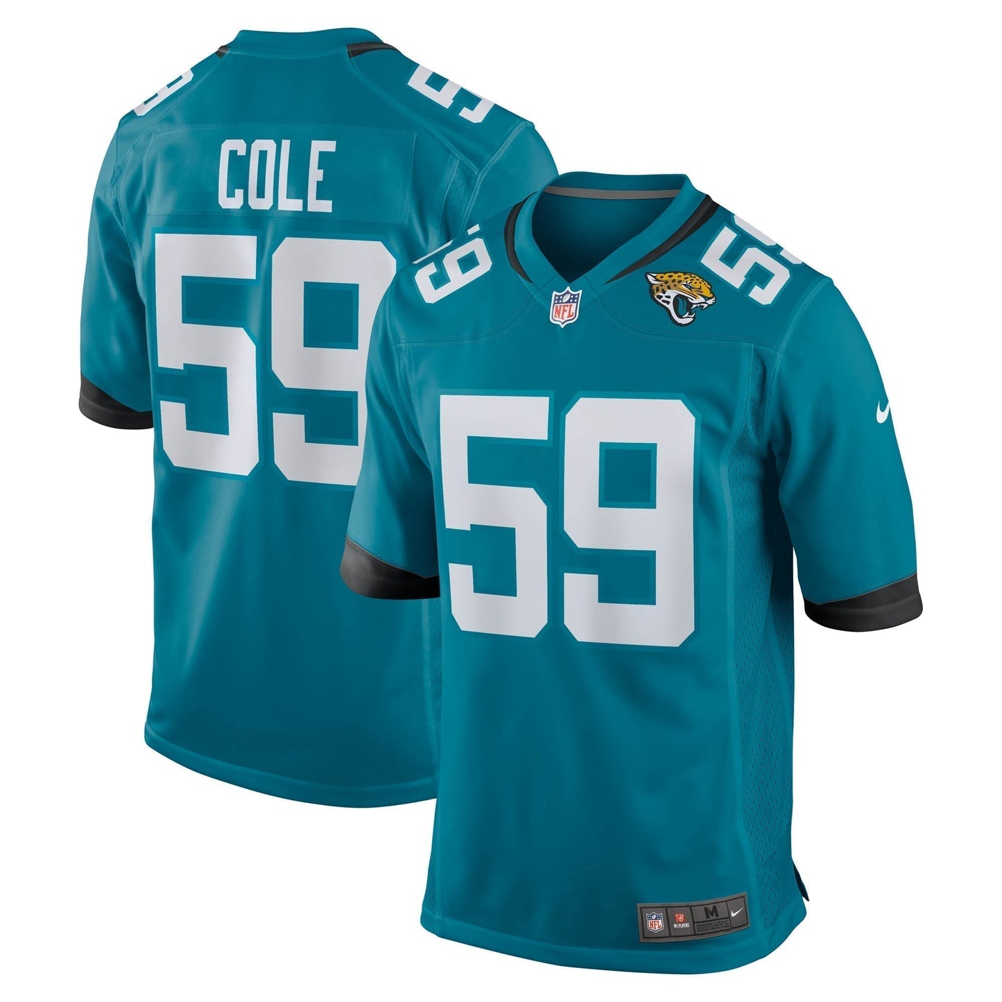 Myles Cole Jacksonville Jaguars Team Game Jersey - Teal football jersey product view 1