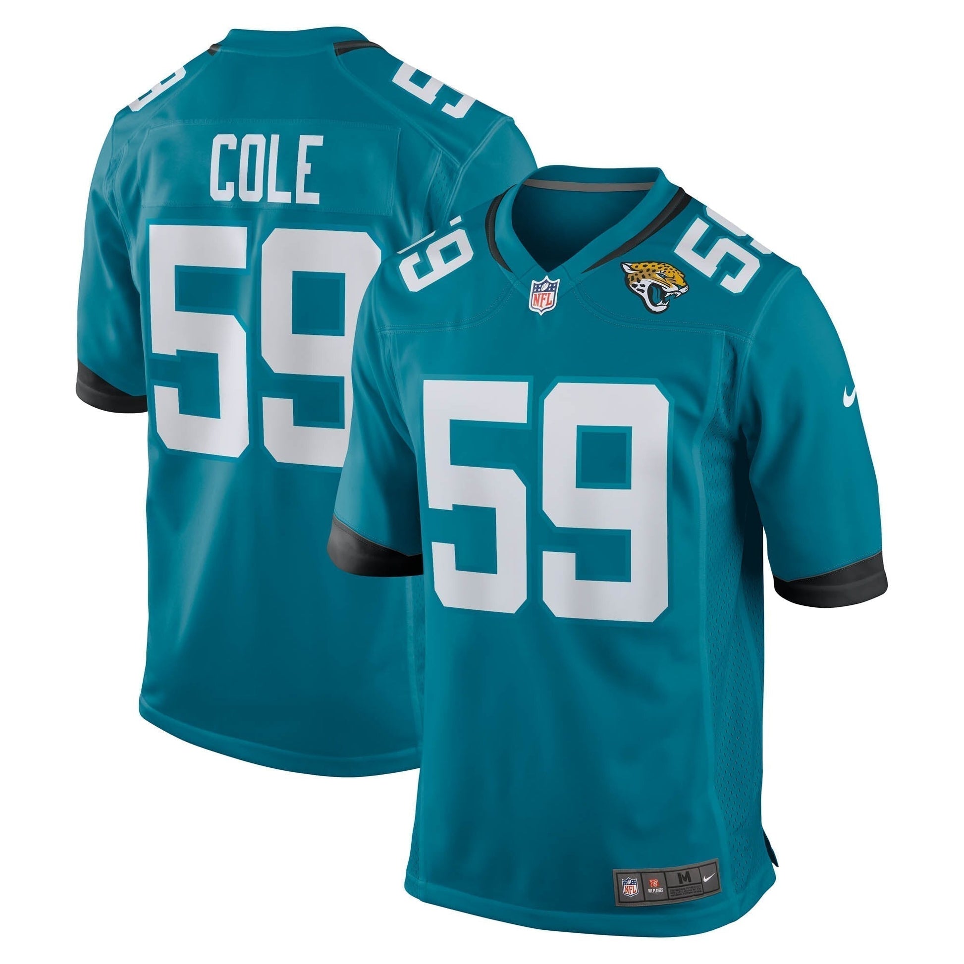 Myles Cole Jacksonville Jaguars Team Game Jersey - Teal football jersey product view 1