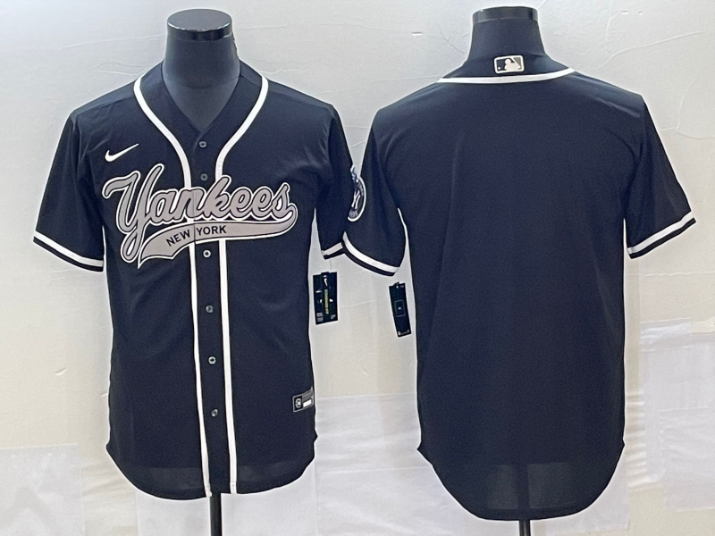 Men's New York Yankees Black Replica Blank Jersey Joint Edition baseball jersey product view 1