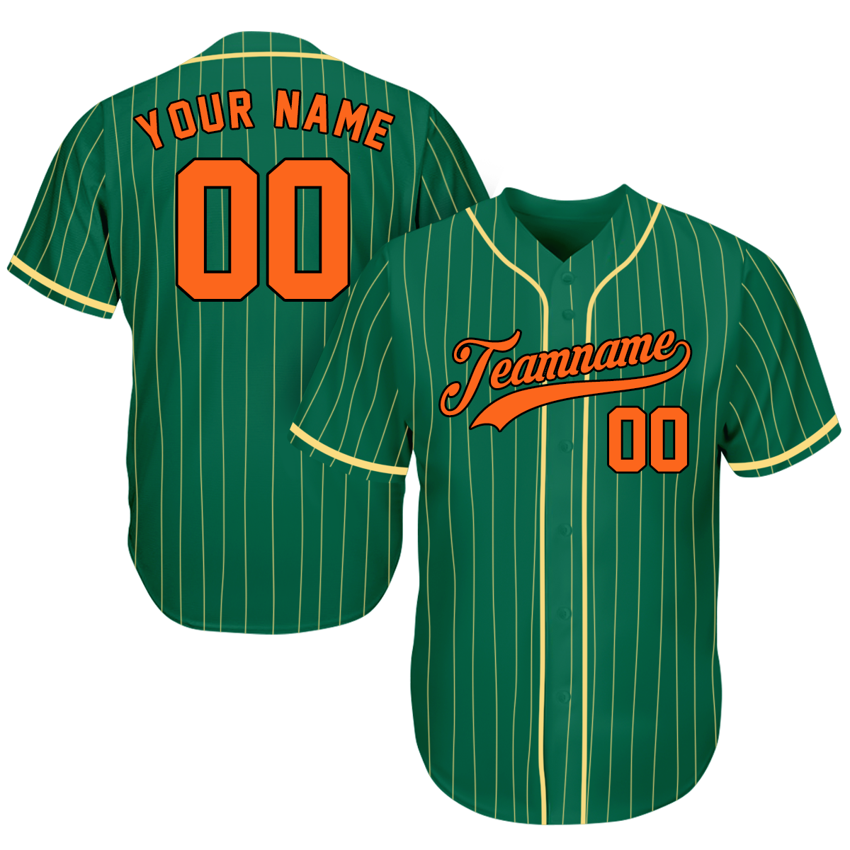 Personalized Baseball Jerseys - Unique Gifts For Baseball Fans - Pinstripe Green Yellow Orange - Fathers Day Baseball Gifts - T-Shirt, Sweatshirt, Hoodie