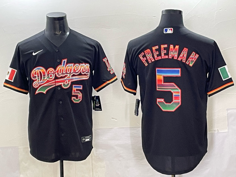 Men's Los Angeles Dodgers Freddie Freeman Black Team Game Jersey baseball jersey product view 1