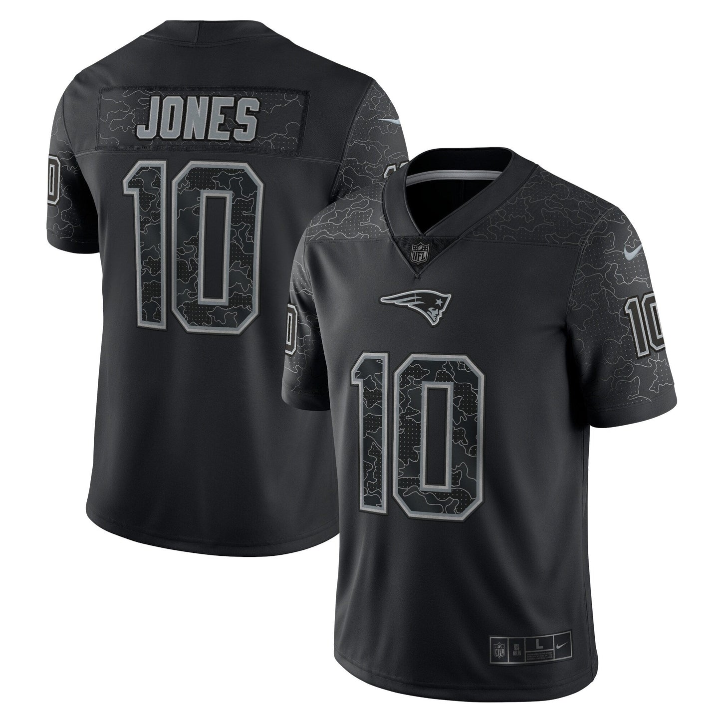 Mac Jones New England Patriots RFLCTV Limited Jersey - Black football jersey product view 1