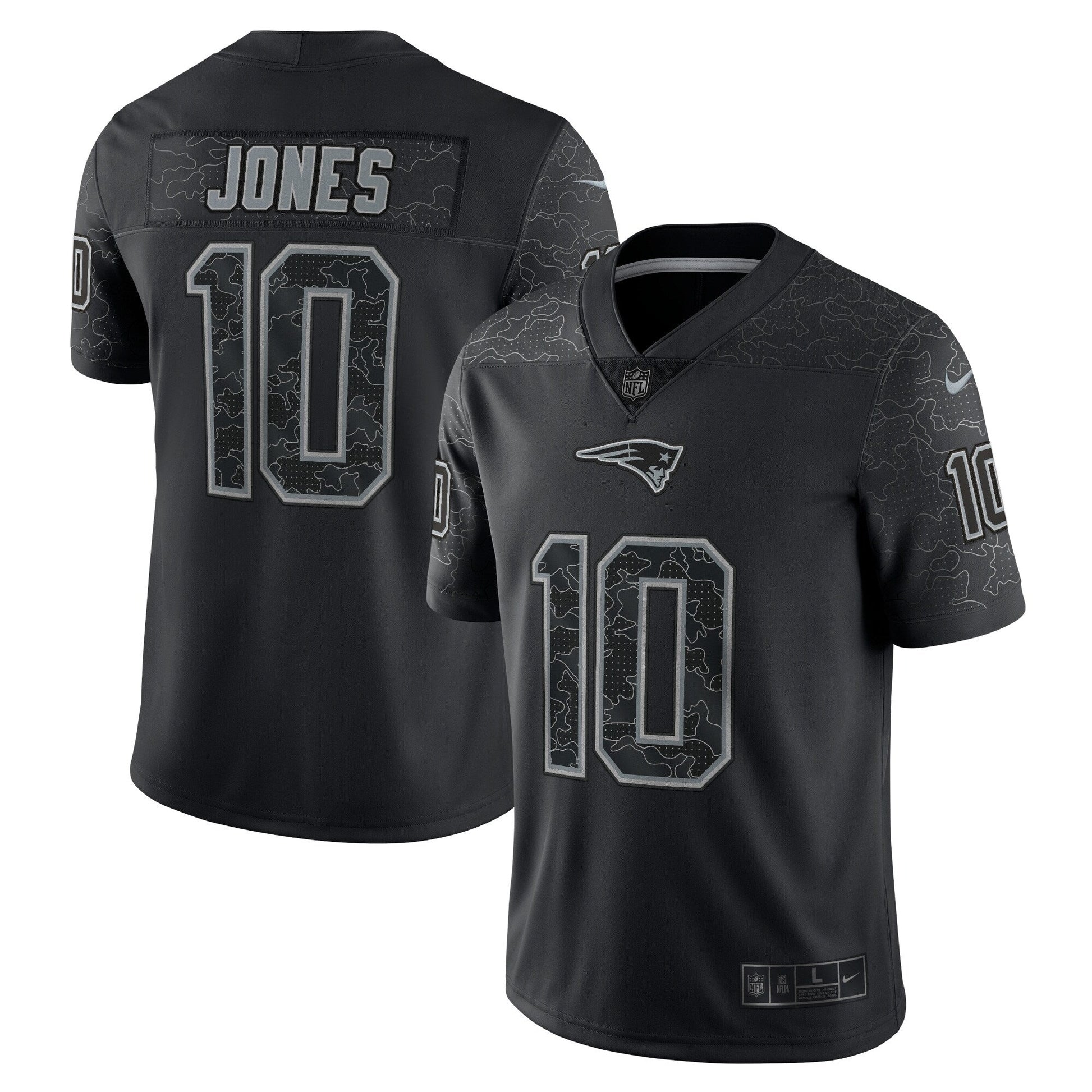 Mac Jones New England Patriots RFLCTV Limited Jersey - Black football jersey product view 1