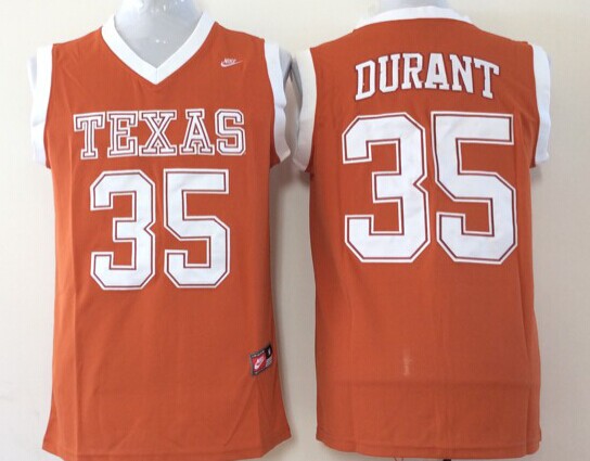 Men's Texas Longhorns Kevin Durant #35 Orange Replica Team Jersey basketball jersey product view 1