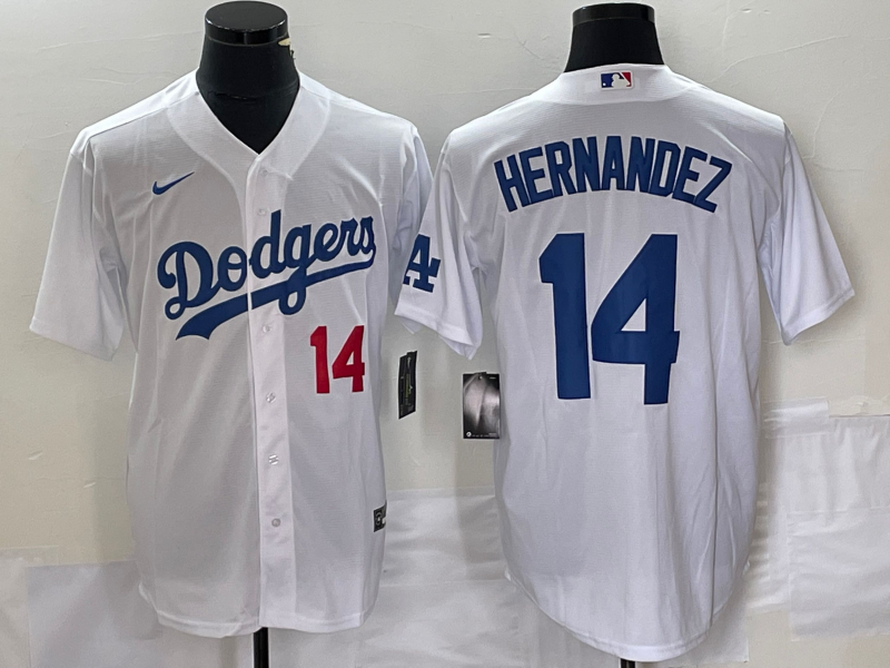 Men's Los Angeles Dodgers Enrique Hernandez White Replica Baseball Jersey baseball jersey product view 1