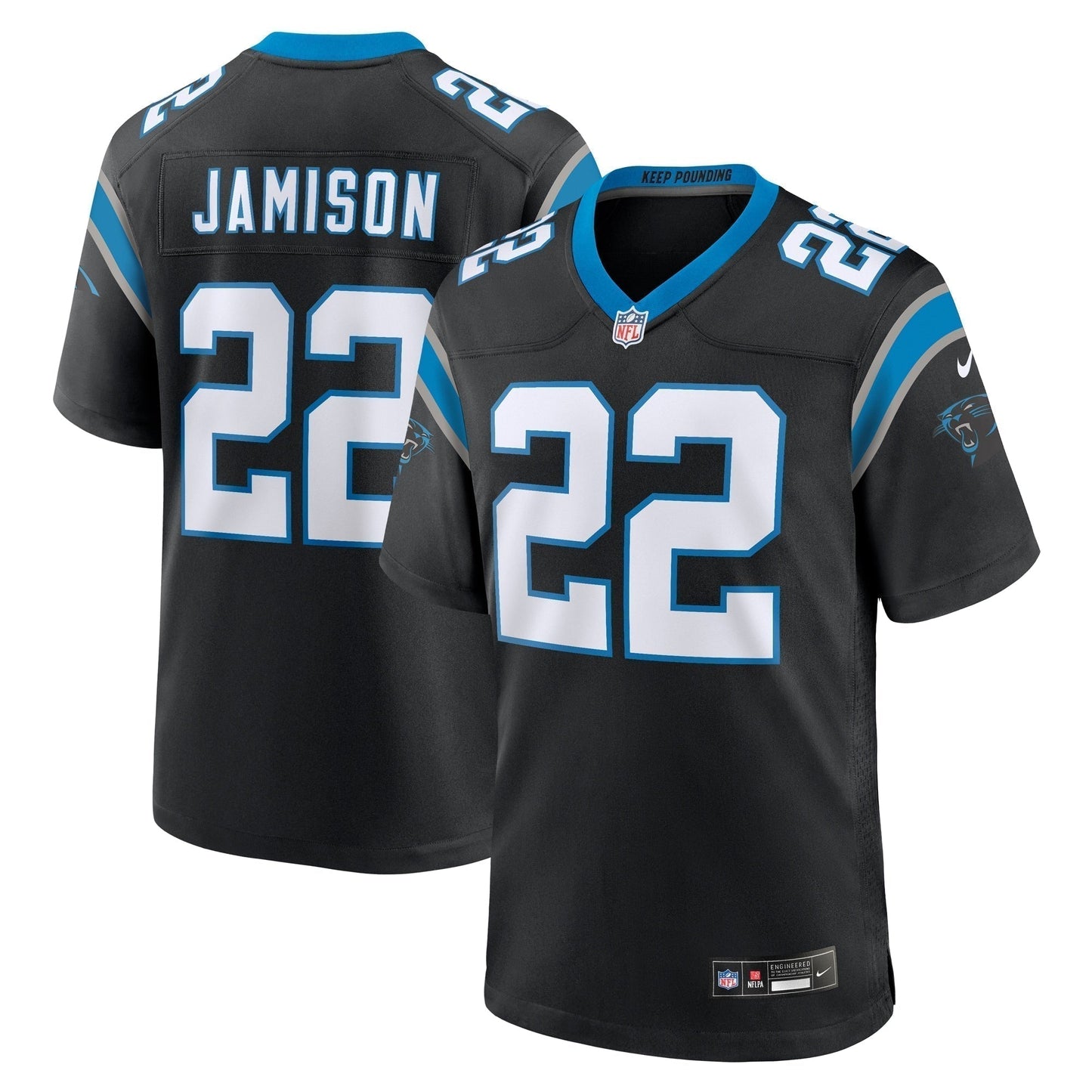 D'Shawn Jamison Carolina Panthers Team Game Jersey - Black football jersey product view 1