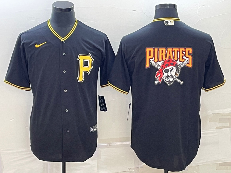 Men's Pittsburgh Pirates Black Replica Team Jersey baseball jersey product view 1