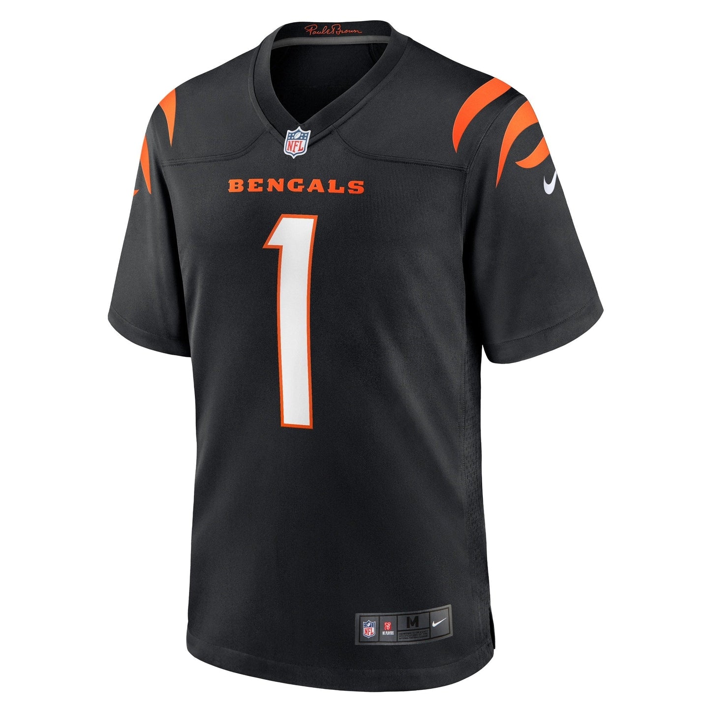 Number 1 Groom Cincinnati Bengals Game Jersey - Black football jersey product view 2