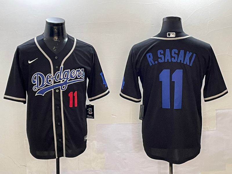 Men's Los Angeles Dodgers Roki Sasaki #11 Black Player Jersey baseball jersey product view 1