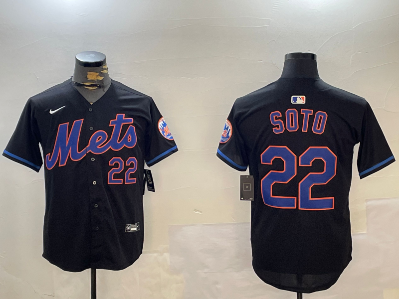 Men's New York Mets Juan Soto #22 Black Alternate Limited Player Jersey baseball jersey product view 1
